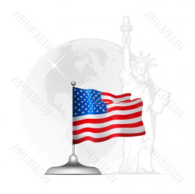 American flag on the stand