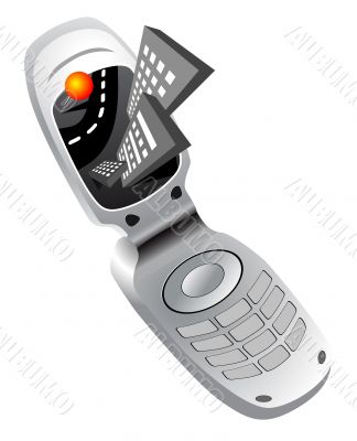 Isolated mobile phone navigator icon 