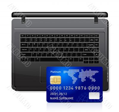 Credit card on a laptop
