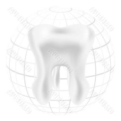 Tooth with styled globe sphere