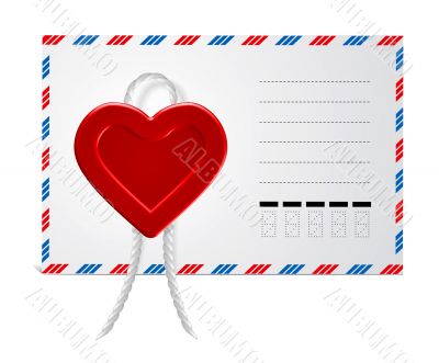 Envelope With Hearts, Isolated On White Background
