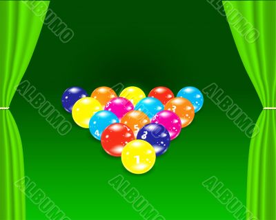 Billiards balls on the green table 