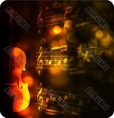 vintage violin silhouette with note
