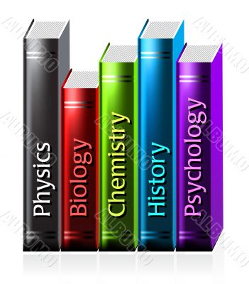 colored books isolated on white 