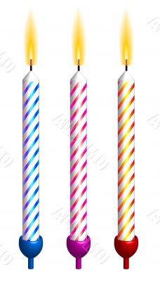 Vector birthday candles. Detailed portrayal