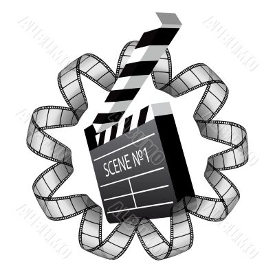 vector clapboard and film strip 