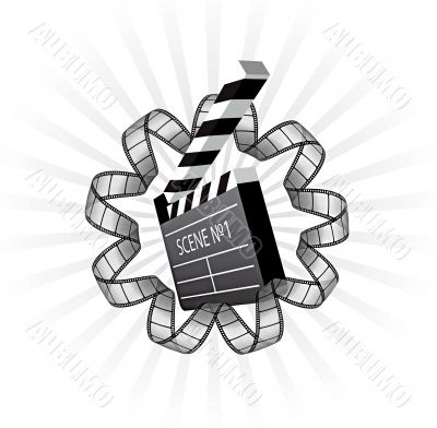 vector clapboard and film strip 