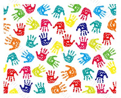 Seamless pattern, prints of hands 