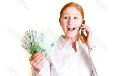 Woman with a lot of money is pleased