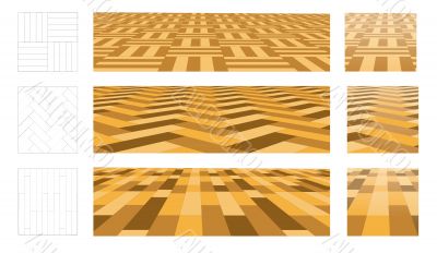 Parquet in perspective plane. Set of vector illustrations