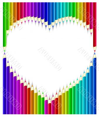Colored pencils heart shape