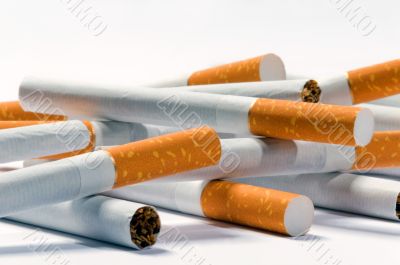 cigarettes lying on a white background