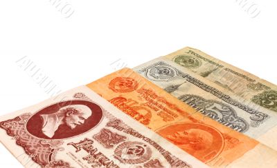 Set from four old Soviet banknotes