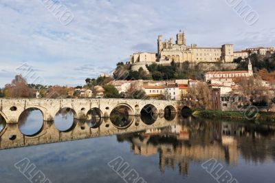 Beziers cathedral and old bridge