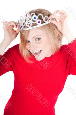 Portrait of beautiful woman with crown