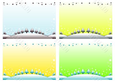 Vector Christmas bacground, layout with Winter landscape, snow, 