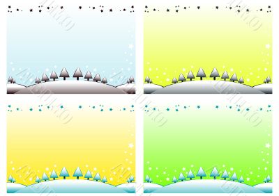 Vector Christmas bacground, layout with Winter landscape, snow, 