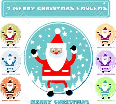 7 merry christmas emblems, sticker, banner,tag, icon. fake paper