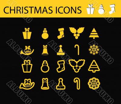 Abstract vector illustration of schristmas icons and symbols, sh