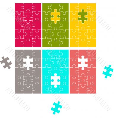 Color Puzzle cards, vector cards, game backgrounds