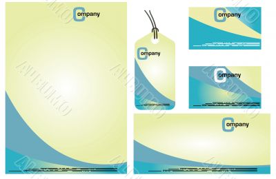 Corporate Identity Template Vector set. Vanilla blue paper backg