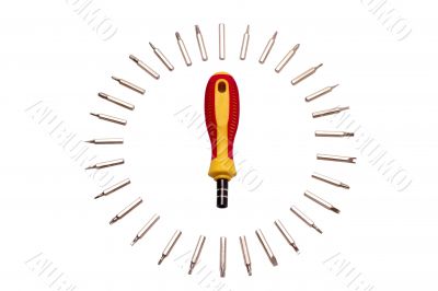 Screwdriver with a lot of interchan