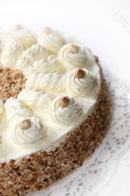 Cream cake with almond edge
