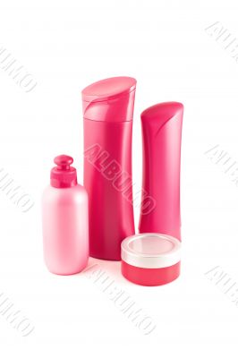 pink cosmetic containers