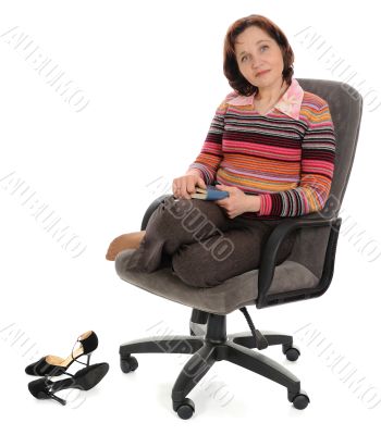 The mature woman with book