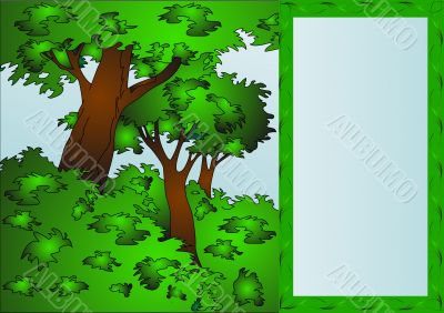 frame on background tree and bush 