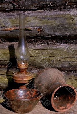 Betty Lamp, Jug And Bowl