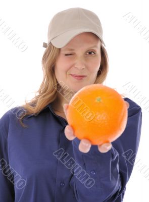 The young woman and orange