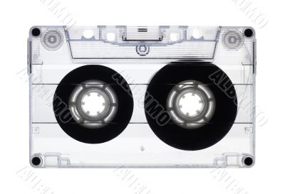 Transparent old audio cassette isolated on white, with clipping 