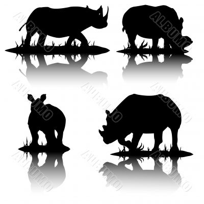 vector silhouettes of hippopotamus