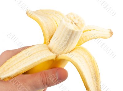 peeled banana in hand