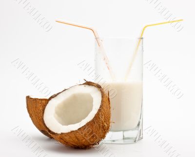 coconut and glass with coco milk