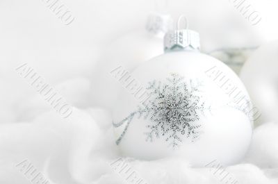 christmas white background, with a christmas ball.