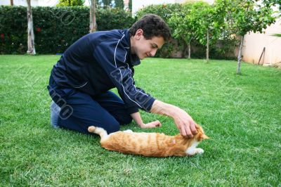 Teen and cat