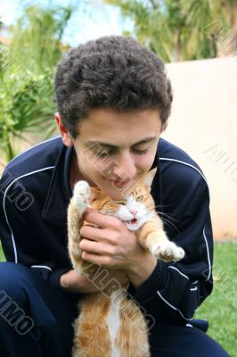 Teen and cat