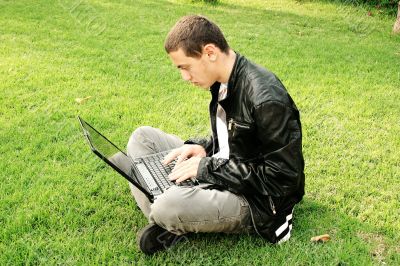 Student using laptop
