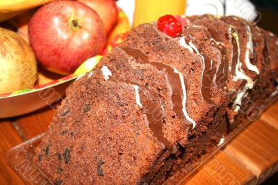 Chocolate cake,fruit
