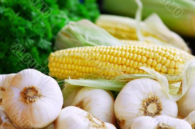 Corn and garlic
