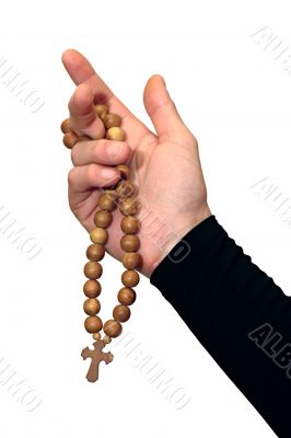 Rosary in his hand