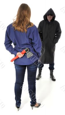 The woman with a axe.