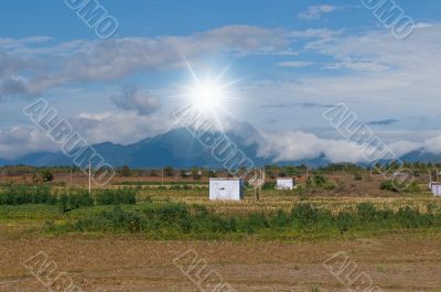 a beautiful rural landscape on a bright sunny day