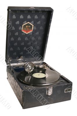 Vintage black gramophone  isolated