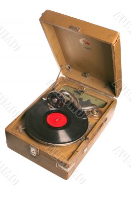 Vintage Russian gramophone  isolated on a white