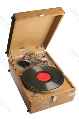 Vintage Russian gramophone  isolated on a white
