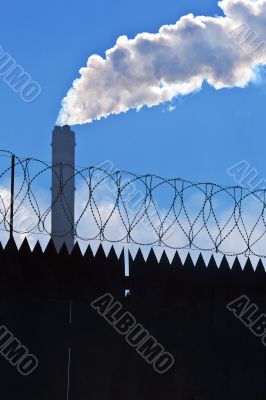 Original barbed and smoke industrial background.