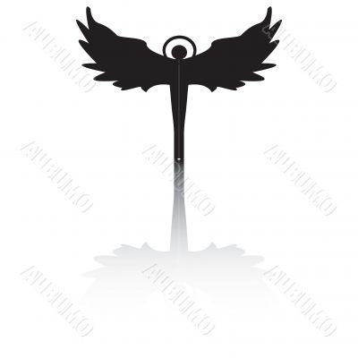 Angel silhouette with shadow